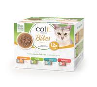 Catit Cuisine Bites, Variety Pack in Gravy, Grain Free Wet Cat Food for Adult Cats, High Meat Tinned Cat Food in Gravy