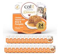 Catit Cuisine Dinner, Chicken Topped with Beef Dual-Layered Terrine, Grain Free Wet Cat Food in Gravy, Real Meat Food for Adult Cats, 24 x 75g