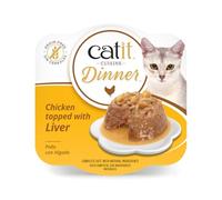 Catit Cuisine Dinner, Chicken Topped with Liver & Sweet Potato Dual-Layered Terrine, Grain Free Wet Cat Food in Gravy, Real Meat Food for Adult Cats 1 x 75g (Pack of 6)