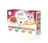 Catit Cuisine Dinner, Chicken Variety Pack Dual-Layered Terrine, Grain Free Wet Cat Food in Gravy, Real Meat Food for Adult Cats, 12 x 75g