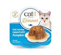 Catit Cuisine Dinner, Fish Topped with Whitefish & Pumpkin Dual-Layered Terrine, Grain Free Wet Cat Food in Gravy, Real Meat Food for Adult Cats 1 x 75g