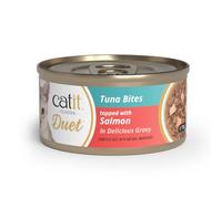Catit Cuisine Duet, Tuna Bites topped with Salmon in Delicious Gravy, Grain Free Wet Cat Food for Adult Cats, High Meat Tinned Cat Food in Gravy 1 x 75g (Pack of 6)