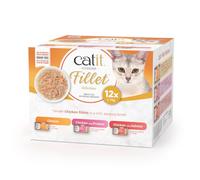 Catit Cuisine Fillet, Chicken Fillet Variety Pack in Broth, Grain Free Wet Cat Food for Adult Cats, High Meat Tinned Cat Food in Broth