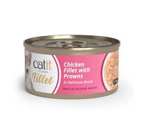 Catit Cuisine Fillet, Real Chicken Fillet with Prawns in Broth, Grain Free Wet Cat Food for Adult Cats, High Meat Tinned Cat Food in Broth 1 x 75g