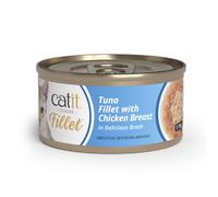 Catit Cuisine Fillet, Real Tuna Fillet with Chicken Breast in Broth, Grain Free Wet Cat Food for Adult Cats, High Meat Tinned Cat Food in Broth 1 x 75g