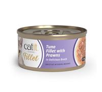 Catit Cuisine Fillet, Real Tuna Fillet with Prawns in Broth, Grain Free Wet Cat Food for Adult Cats, High Meat Tinned Cat Food in Broth 1 x 75g