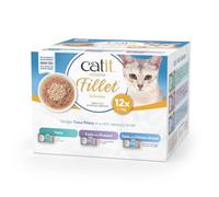 Catit Cuisine Fillet, Tuna Fillet Variety Pack in Broth, Grain Free Wet Cat Food for Adult Cats, High Meat Tinned Cat Food in Broth