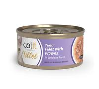 Catit Cuisine Fillet, Real Tuna Fillet with Prawns in Broth, Grain Free Wet Cat Food for Adult Cats, High Meat Tinned Cat Food in Broth 1 x 75g