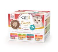 Catit Cuisine Duet, Variety Pack, Grain Free Wet Cat Food for Adult Cats, High Meat Tinned Cat Food in Gravy