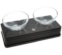 Catit Design Contemporary Multi-Purpose Elevated Glass Double Diner, Black