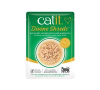 Catit Divine Shreds Wet Food (Chicken with Liver & Broccoli, 75g) | Nutritious Grain-Free Cat Food Topper