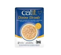 Catit Divine Shreds Wet Food (Chicken with Mackerel & Broccoli, 75 g) - Gourmet, Nutrient-Rich Cat Treat