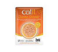 Catit Divine Shreds Wet Food (Chicken with Salmon & Pumpkin, 75g) | Premium Grain-Free Cat Food Topper