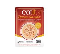 Catit Divine Shreds Wet Food (Chicken with Tuna & Carrot, 75g) | Premium Grain-Free Cat Food Topper