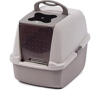 Catit Jumbo Hooded Cat Litter Box - Warm Grey Modern Design