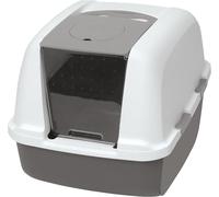 Catit Jumbo Hooded Cat Pan, White/Grey, 1 Count (Pack of 1), White/Grey