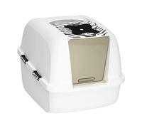Catit Jumbo Hooded Cat Pan, White, Tiger Design