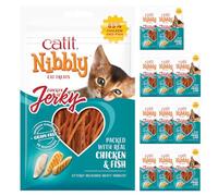 Catit Nibbly Jerky Soft Cat Treats for Cats & Kittens, Chicken&Fish, 12x30g