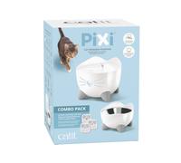 Catit Pixi Foutnain & Food Dish Combo Cat Double Feeding Water Bowl Food Drink