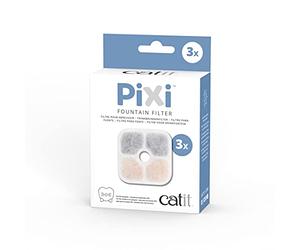 Catit PIXI Genuine Replacement Water Fountain Filter Cartridges, 3 Pack | 3 components: cotton fabric, activated carbon & ion exchange resin for fresh water, less impurities and easy care