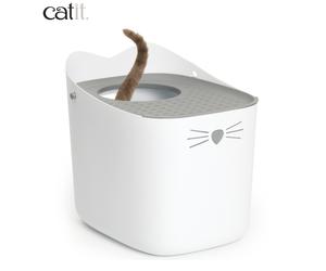 CATIT PIXI TOP ENTRY CAT LITTER BOX PAN GREY/WHITE NO SPILL LEAK PROOF LARGE