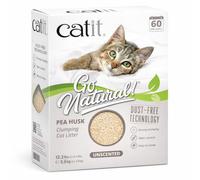 Catit Go Natural Unscented Pea Husk Clumping Cat Litter, Deodorising, 99.9% Dust-Free, Fast Clumping Cat Litter, Plant-Based Litter for Cats & Kittens, 6.1kg