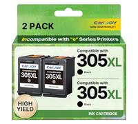 CATJOY 305XL Ink Cartridges Black Replacement for HP Printer Ink 305,Printer Ink Cartridge 305XL Black for HP Envy 6000 6010 6020 6032 Pro 6400 6430 DeskJet 2700 2710 2720 Plus 4100 4120(2 Black Pack)