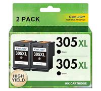 CATJOY 305XL Ink Cartridges Black Replacement for HP Printer Ink 305，Printer Ink Cartridge 305XL Black for HP Envy 6000 6020 6032 Pro 6400 6430 DeskJet 2810e 2800e 2820e (2 Black Pack)