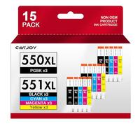 CATJOY 550 551XL Ink Cartridges Replacement for Canon PGI-550XL CLI-551XL for Canon Pixma ix6850 IP8750 MX925 MG5550 MG5650 MG6450 MG6650 MG7150 MG7500 MG7550 (15-Pack)