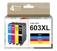 CATJOY 603XL Ink Cartridges Multipack Replacement for Epson 603 XL for Expression Home XP-3100 XP-4100 XP-2100 XP-2105 XP-3105 Workforce WF-2810 WF-2830 WF-2835 (Black Cyan Magenta Yellow,4-Pack)