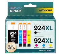 CATJOY 924 Ink Cartridges XL 4 Pack with Chips 924e 924 XL for HP 924 Ink Cartridges Multipack Compatible with HP OfficeJet Pro 8120 8130 8122 8135 8123 8125 8128 8132 8133 8134 8135(4-Pack, B/C/M/Y)