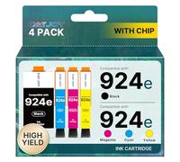 CATJOY 924 Ink Cartridges XL 4 Pack with Chips 924e 924 XL for HP 924 Ink Cartridges Multipack Compatible with HP OfficeJet Pro 8120 8130 8122 8135 8123 8125 8128 8132 8133 8134 8135(4-Pack, B/C/M/Y)