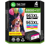 CATJOY 963 963XL Ink Cartridges Multipack Compatible for HP 963 XL Ink Cartridge for HP OfficeJet Pro 9010 9020 9015 9012 9022 9014 9016 9018 (4er-Pack)