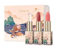 CATKIN Moonlight Lip Balm Gift Set, Natural Color Tinted Lip Balm, Chapstick Lip Balms with Vitamin E for 8h Moisture for Dry Cracked Lips, 3.5g, 3pcs (04+06+09)