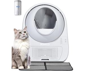 Catlink Automatic Self-Cleaning Cat Litter Box comes with a matching litter mat， featuring a 2025 enhanced design tailored for homes with multiple cats.