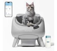 CATLINK Self-Cleaning Cat Litter Box without Multi-Cat Recognition with Open Design, 5 GHz Wi-Fi, Large Volume XXL 12L, Compatible with All Types of Litter, Ideal for 1 Cat (Grey)
