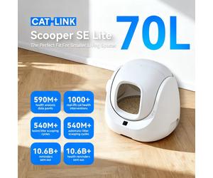 CATLINK Smart Self-Cleaning Cat Litter Box BayMax SE Lite Grey, 70L Extra-Large for 3.5-22 Lbs Cats, 8-Layer Safety System, App Health Monitoring for Multi-Cat Homes, 4 Cleaning Modes, Low-Entry Desig