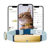 Catlog Health Tracker for Cats - Smart Cat Collar with Safety Breakaway Buckle for Indoor Cats, Wellness Alerts, Real-time Monitoring (Ice Blue, XXL)