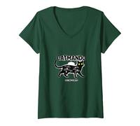 Catmando: Feline Force - Military Cat Humor V-Neck T-Shirt, Women, Forest Green, S