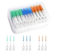 CATMEYE 210 Pcs Silicone Interdental Brushes Dental Toothpicks, Dual-Head Soft Gum Teeth Floss Sticks, Floss Picks, Oral Cleaning Tool with Portable Case, 3 Colours (Blue Green Orange)