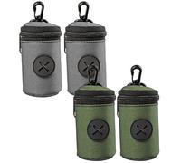 CATMEYE 4 Pack Quick-Access Poo Bag Holders for Dogs - Clip-On, Travel-Light Dispensers with Zip-Top Refill - 2 Grey + 2 Green, Fits Most Leads, Belts & Backpacks (Grey,Green)