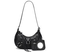 CATMICOO Shoulder Bag Y2K Purse: Cute 90s Punk Underarm Purse, Black With Long Strap, S
