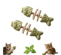 Catnip and Silvervine Fish Chew, Natural Cat Fish Bone Toy, for Feline Companions, Long-Lasting Durable Interactive Chew with Natural Ingredients Cats Teeth Cleaning (2 Pcs)