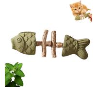 Catnip and Silvervine Fish Chew, Natural Cat Fish Bone Toy, Interactive Wooden Chewing Toy, Helps Reduce Boredom and Supports Orafor Indoor Cats，1