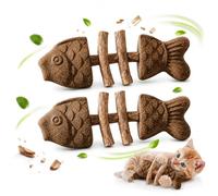 Catnip And Silvervine Fish Chew,Silvervine Cat Toy Fish Bone Catnip & Gall Fruit Teeth Cleaning Stick for Indoor Cats,Interactive Chewing Tool for Dental Care,Boredom Relief & Teething Support (2pcs)