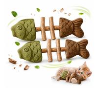 Catnip And Silvervine Fish Chew,Silvervine Cat Toy Fish Bone Catnip & Gall Fruit Teeth Cleaning Stick for Indoor Cats,Interactive Chewing Tool for Dental Care,Boredom Relief & Teething Support (2pcs)