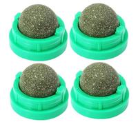 Catnip Ball, 4Pcs Odorable & Rotatable Cat Nip Ball, Safe Healthy Kitten Chew Teeth Cleaning Toy for Wall, Floor, Stool Legs
