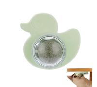 Catnip Ball - Duck Shaped Wall Toy for Indoor Feline Fun | Compressed Organic Mint, Rotating Sphere Design, Self Adhesive Backing, Health Support, Appetite Stimulant, Yellow