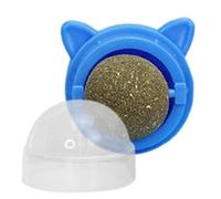 Catnip Ball Toy - Wall Mounted Licker for Feline Care | Rotating Compressed Mint, Self Adhesive Backing, Healthy Teeth Scraper, Appetite Stimulant, Protective Dust Cover, Green