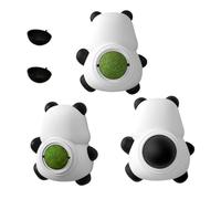 Catnip Balls, Cat Catnip 3 Pieces Wall Ball Licker Edible, Catnip Toys, Safe Healthy Kitten Chew Ball Rotatable, Panda Shaped Wall Ball Licker For Promoting Digestion